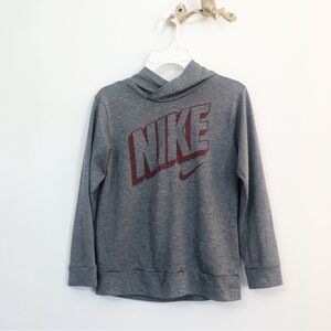 🤍Nike Kids Charcoal Hoodie with Red Logo dri-fit